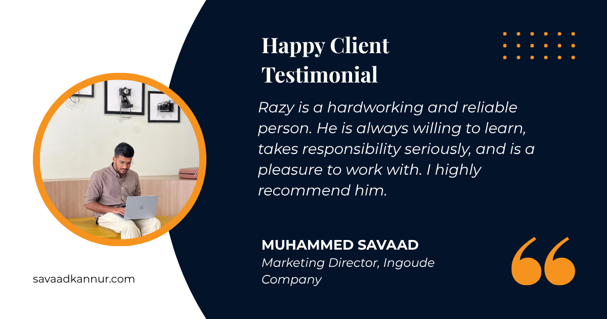 Blue White and Gold Modern Client Testimonial Facebook Post